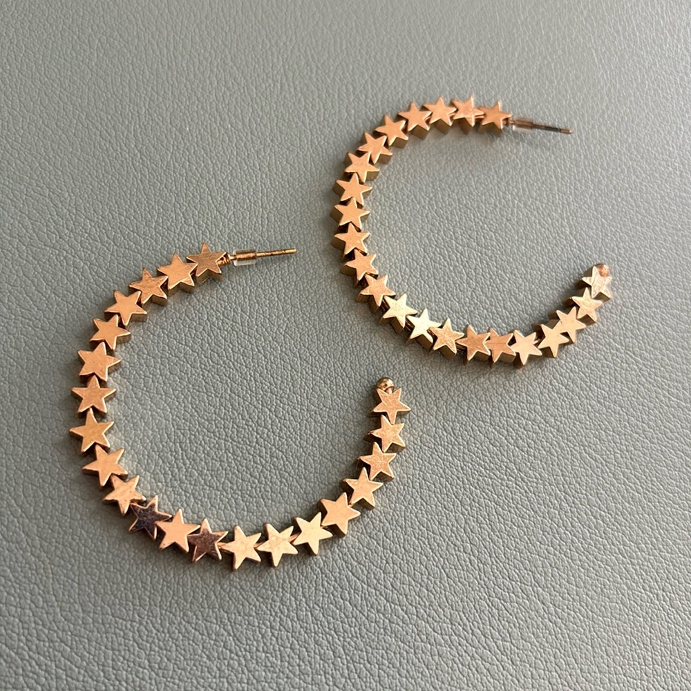 Gold Star Hoop Earrings
